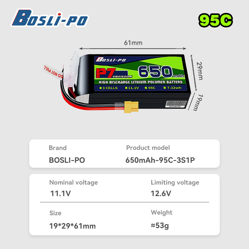 Boslipo P7 Versiyon 650mAh 95C - Drone Racing Battery incelemesi ve fiyatı