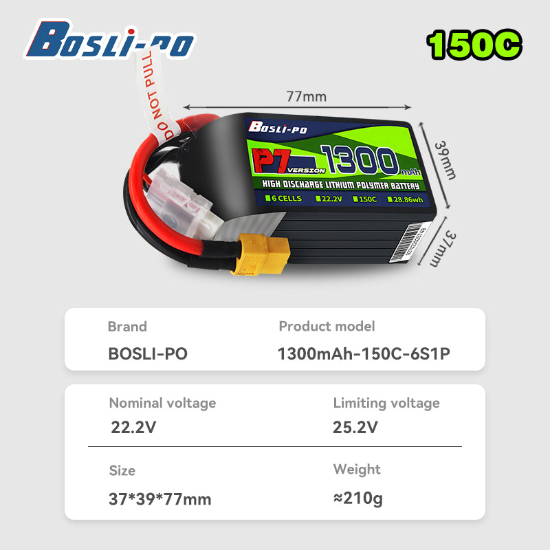 Boslipo P7 1300mAh 150C 4S 6S  - Drone Racing Battery incelemesi ve fiyatı